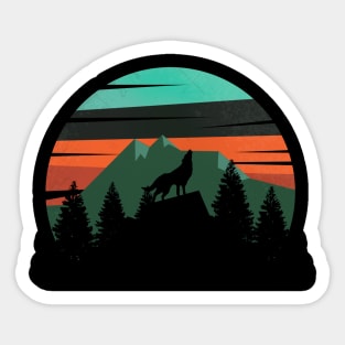 Silhouette of a wolf in a forest Sticker